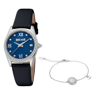 Just Cavalli SET Indomitable Animalier Cuero Negro Azul