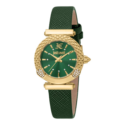 Just Cavalli Animalier Mistero Serpiente Cuero Amarillo Oro Verde