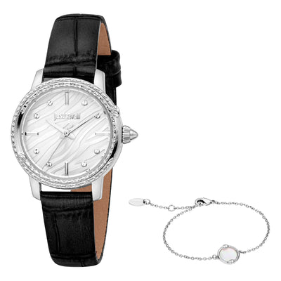 Just Cavalli SET Euforia Snake Cuero Negro Plata