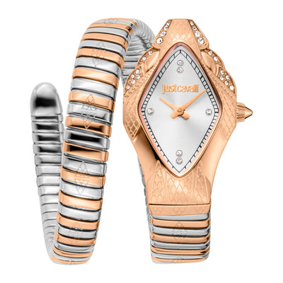 Just Cavalli Signature Snake Feroz Dos Tonos RG Plata