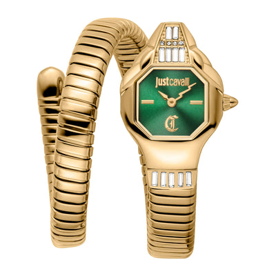 Just Cavalli Signature Snake Brillante Serpiente Amarillo Oro Verde