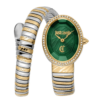 Just Cavalli Signature Snake Velina Plata Oro amarillo Verde