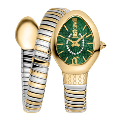 Just Cavalli Signature Snake Eclisse Dos Tonos YG Plata Verde